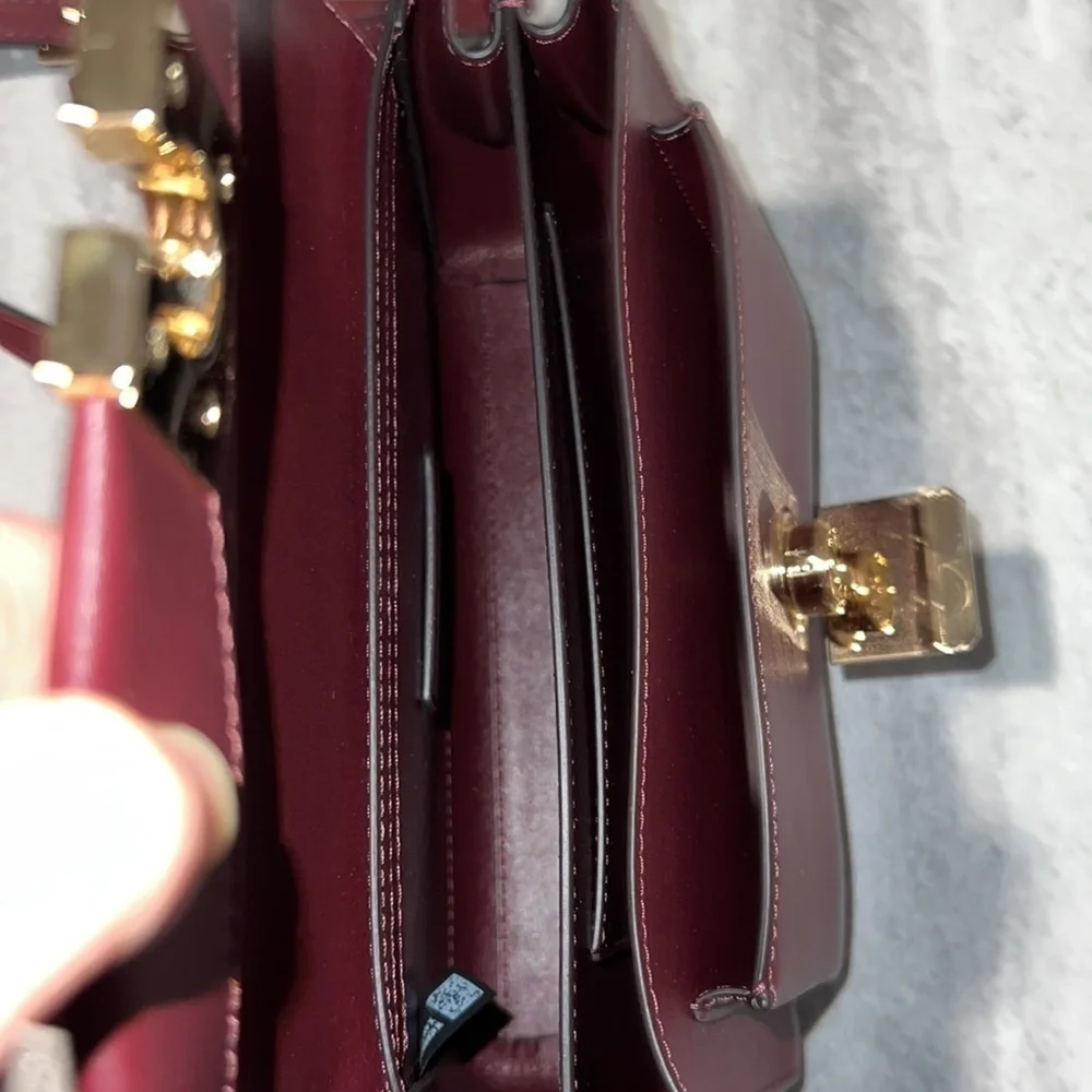 Burgundy Michael Kors‎ CrossBody bag, purse gold hardware